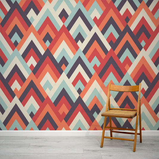 Wooden Chair with Poly Wallpaper Mural 