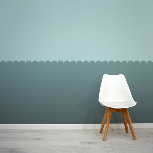 Scallops Rainy Wallpaper Mural with White Chair