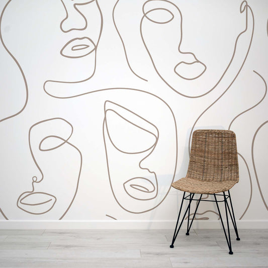 Grey Abstract Face Wall Mural 