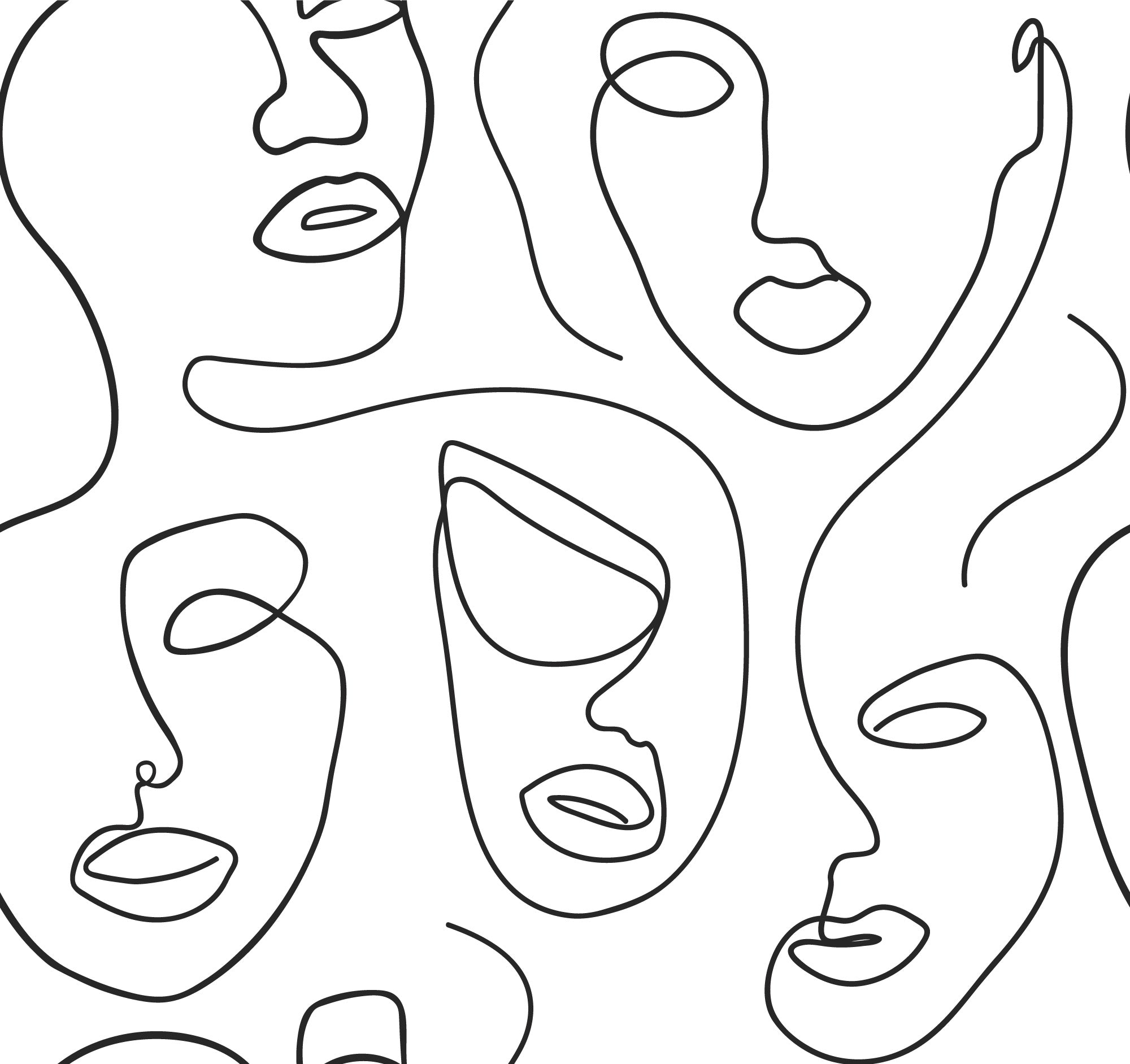 Robyn Abstract Face Line Art Wallpaper Mural  WallpaperMuralcom