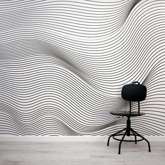 Papier Peint Mural 3D Personnalisé, Motif Forêt, Noir, Blanc