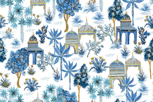 Blue & Gold Royal Chinoiserie Wallpaper Mural