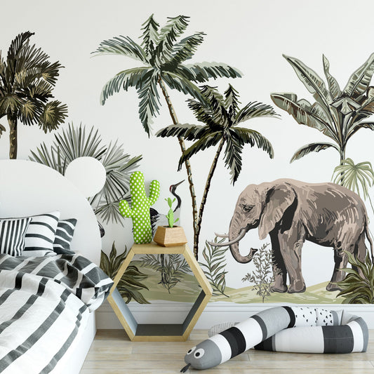 Safari wallpaper mural in a Childs or teens bedroom setting | WallpaperMural.com