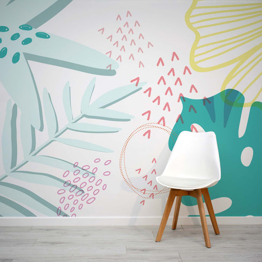 Sage Foliage tropical palm leaf childrens wall mural wallpaper mural by WallpaperMural.com