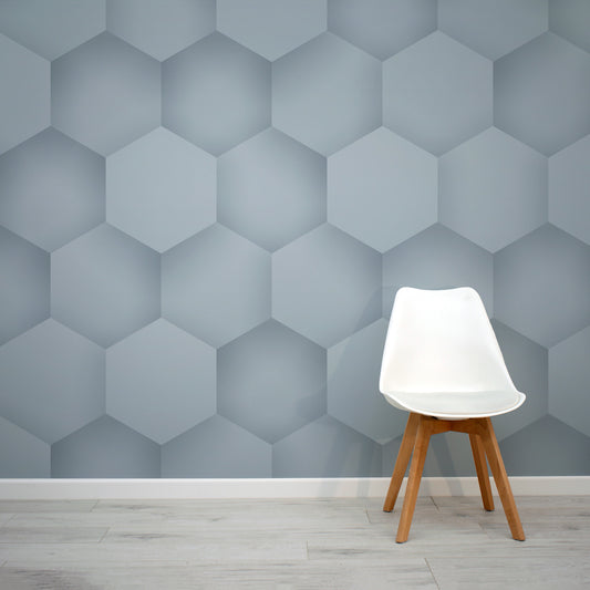 Senary – Blaugraue 3D-Hexagon-Tapeten-Wandmalerei