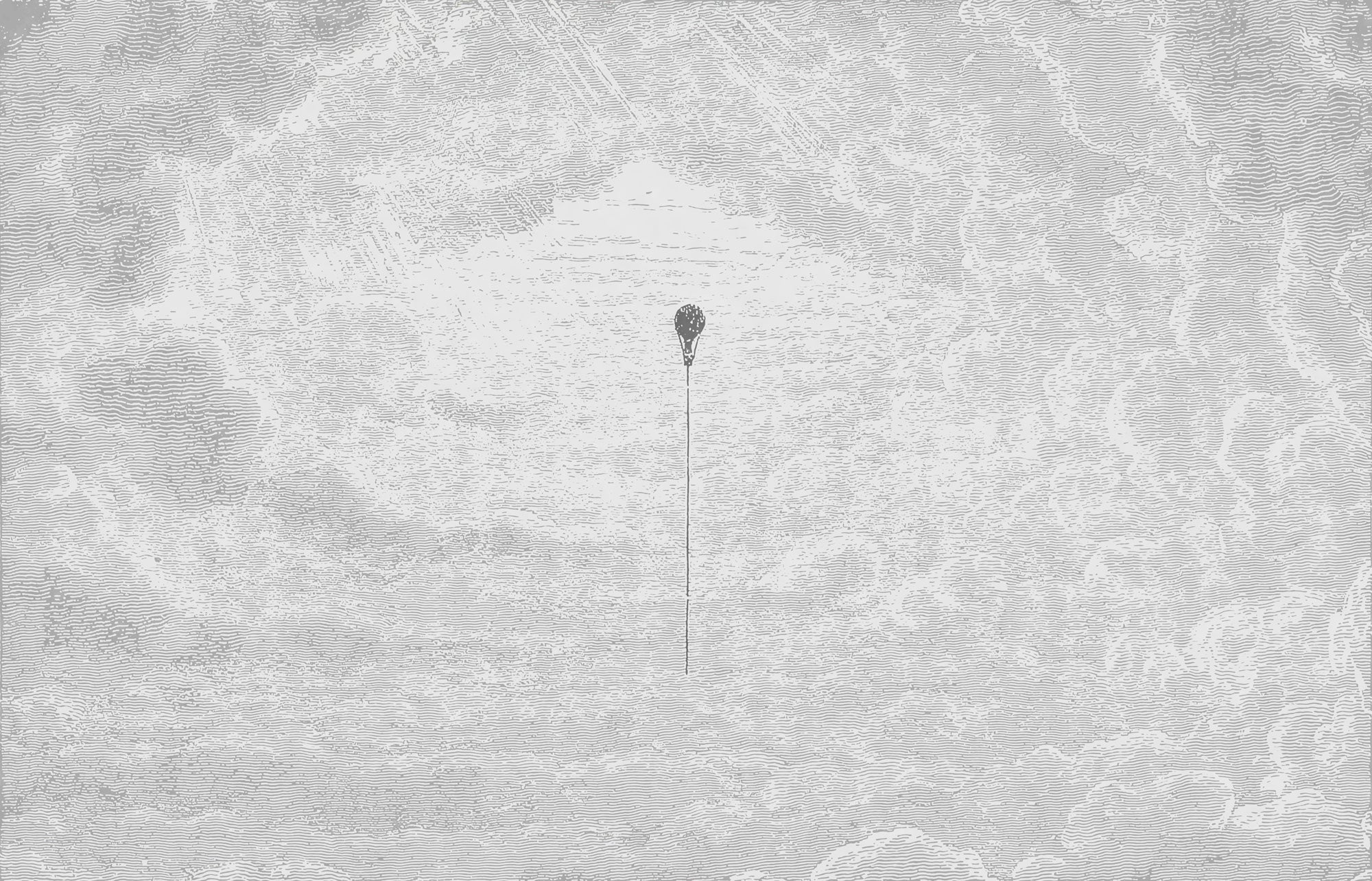 Theo Cloud - Grey Etched Hot Air Balloon Sky Wallpaper Muurschildering