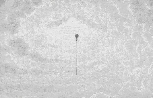Theo Cloud - Grey Etched Hot Air Balloon Sky Wallpaper Mural