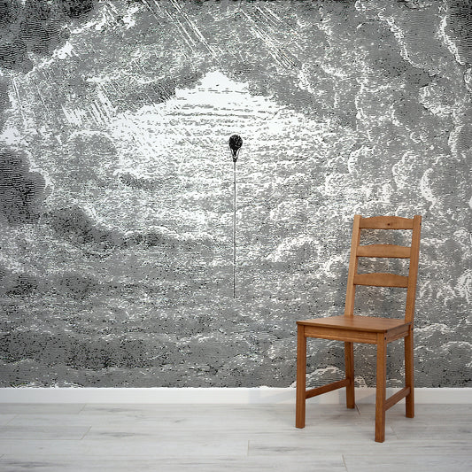 Theo Mono – Schwarzweißer geätzter Heißluftballonhimmel Fototapete