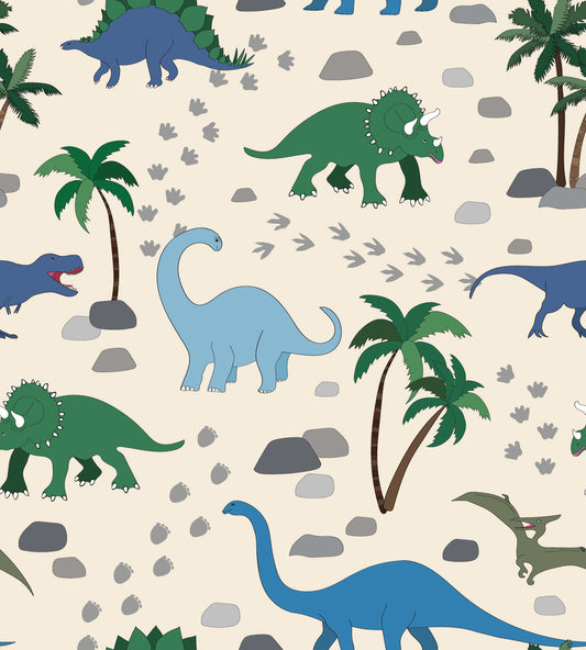 Theropod - Children's Dinosaur Pattern Wallpaper Mural
