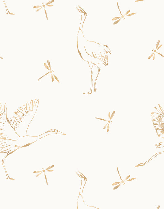 Tonbo - Golden Crane and Dragon Fly Wallpaper