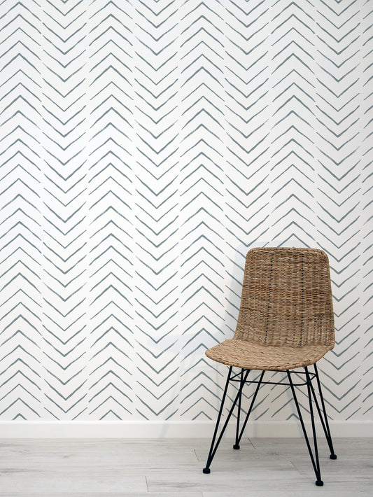 Modern grey herringbone wallpaper