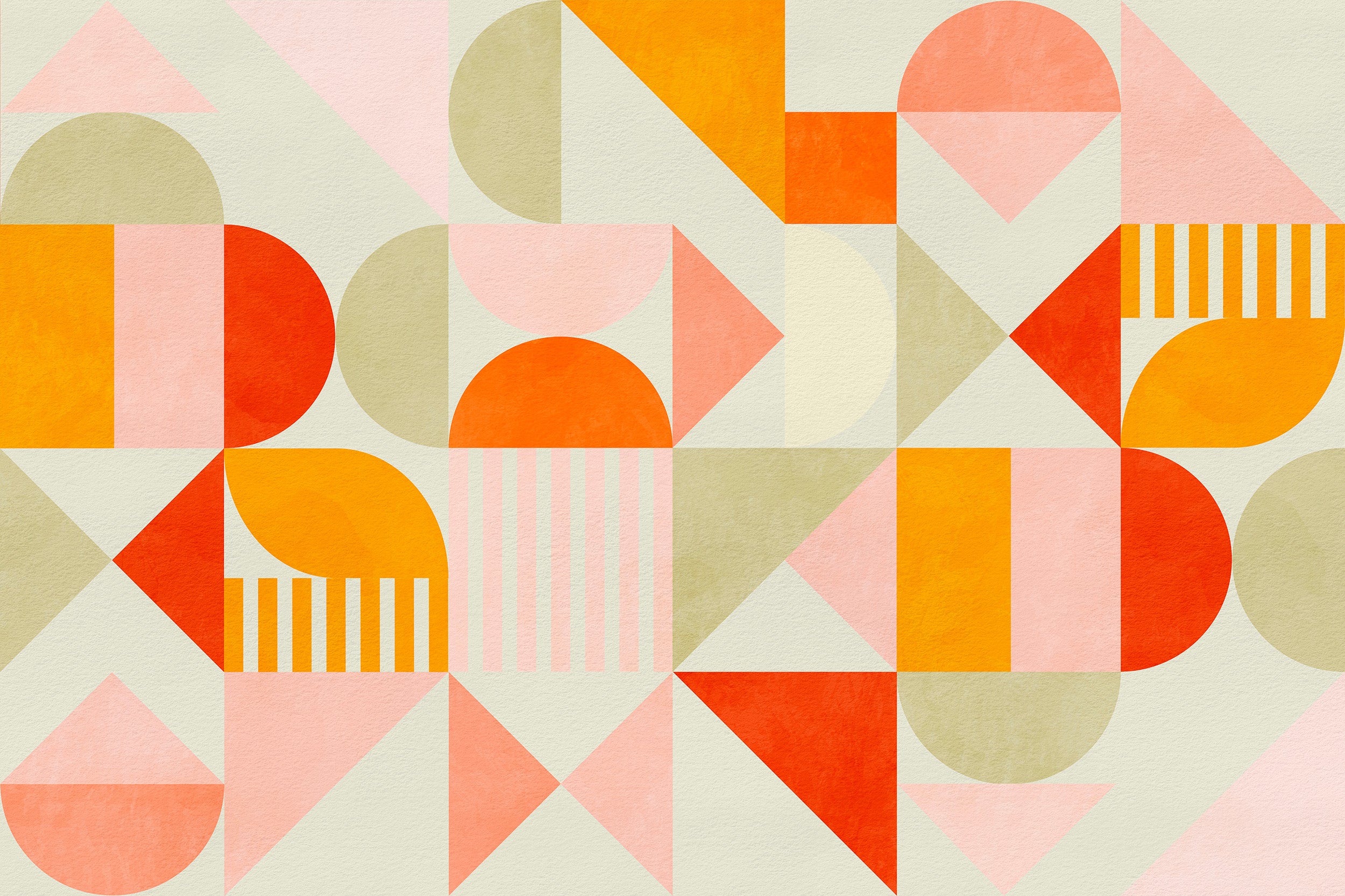 Watercolor geometric shape wallpaper in warm hues