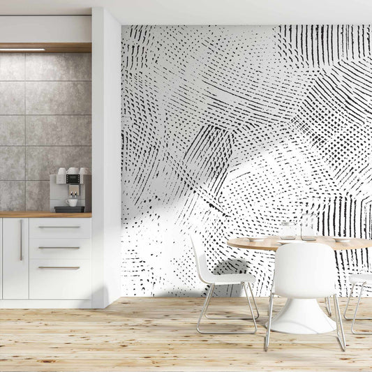 Correver - Abstract Black Textures on White Wallpaper Mural