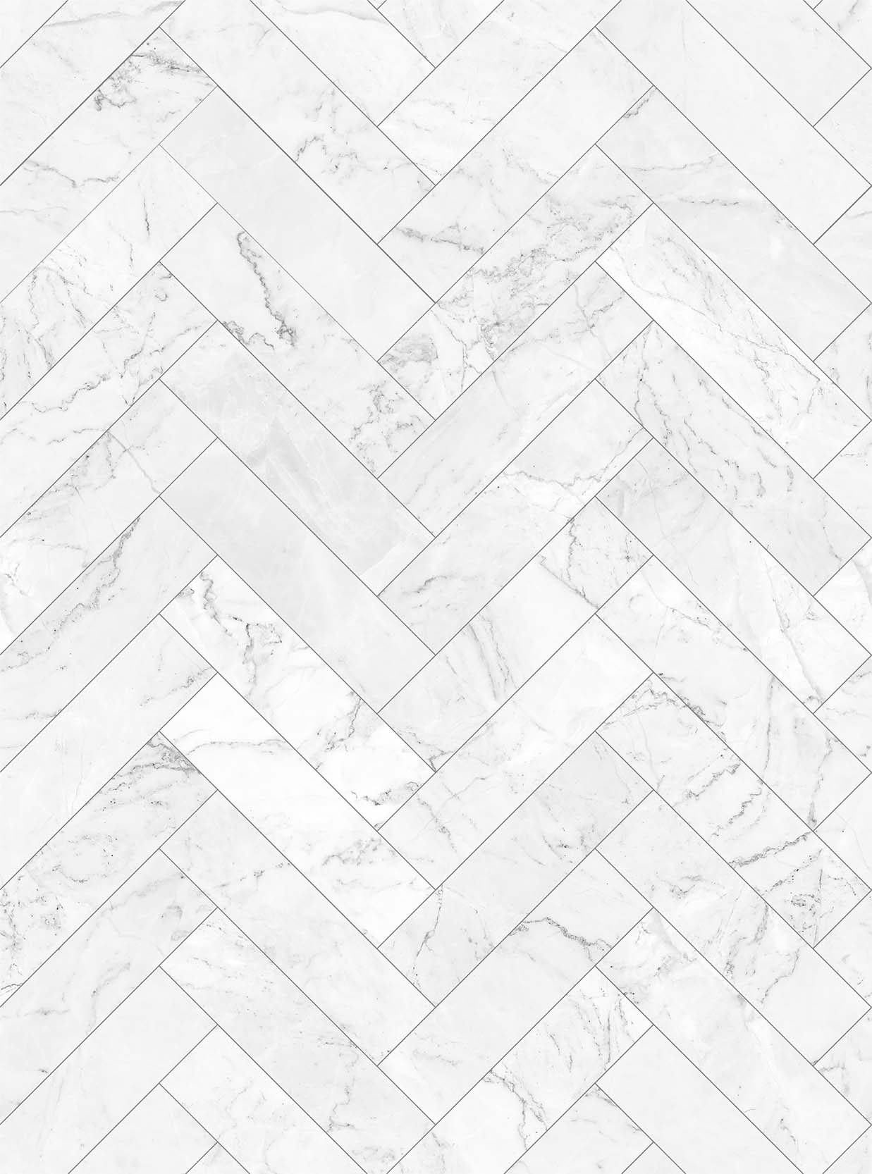 Equing - White Herringbone Marble Effect Wallpaper Mural