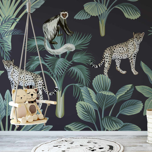 Huntive wallpaper mural with a childs swing | WallpaperMural.com