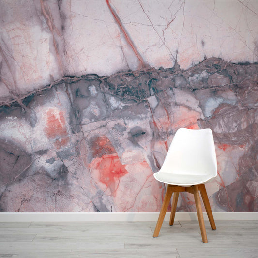 Pink and red marble effect wallpaper mural by WallpaperMural.com
