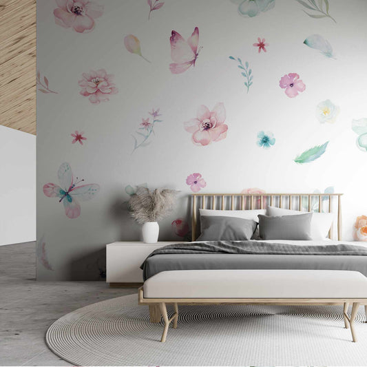 Pulappli wallpaper mural in a bedroom | WallpaperMural.com